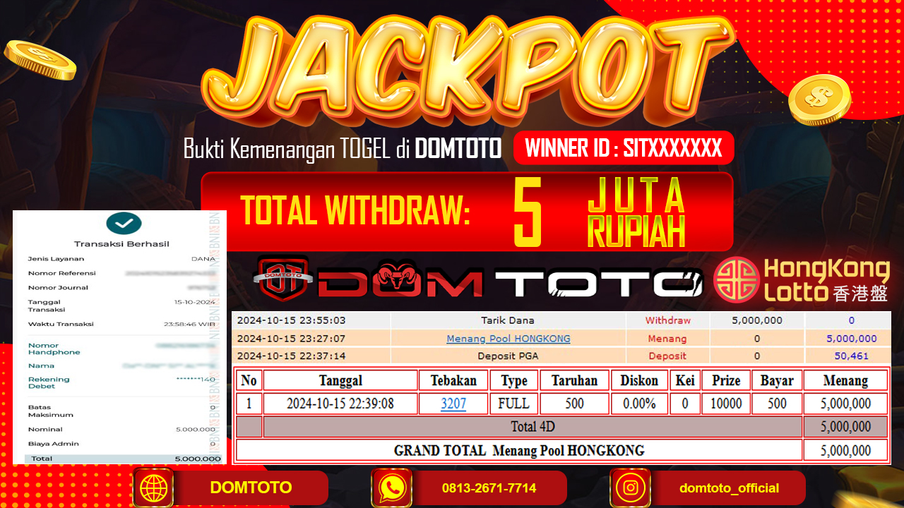JACKPOT TOGEL HONGKONG LOTTO 15 OKTOBER 2024
